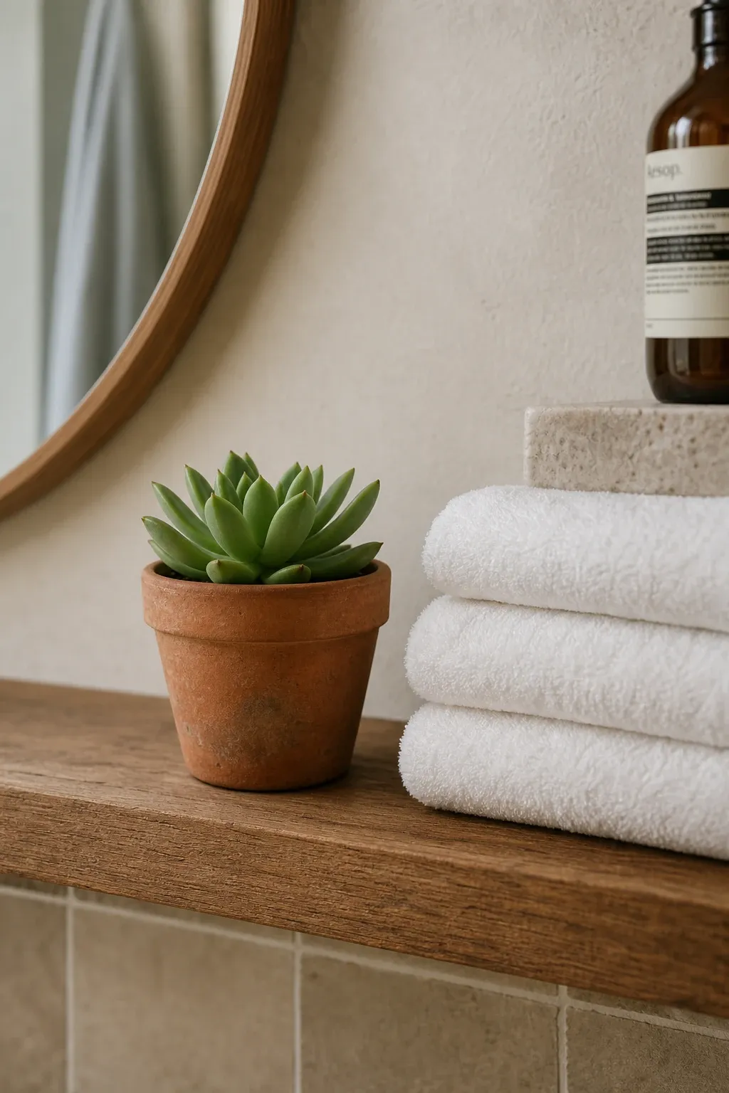 terracotta accents in a bathroom
