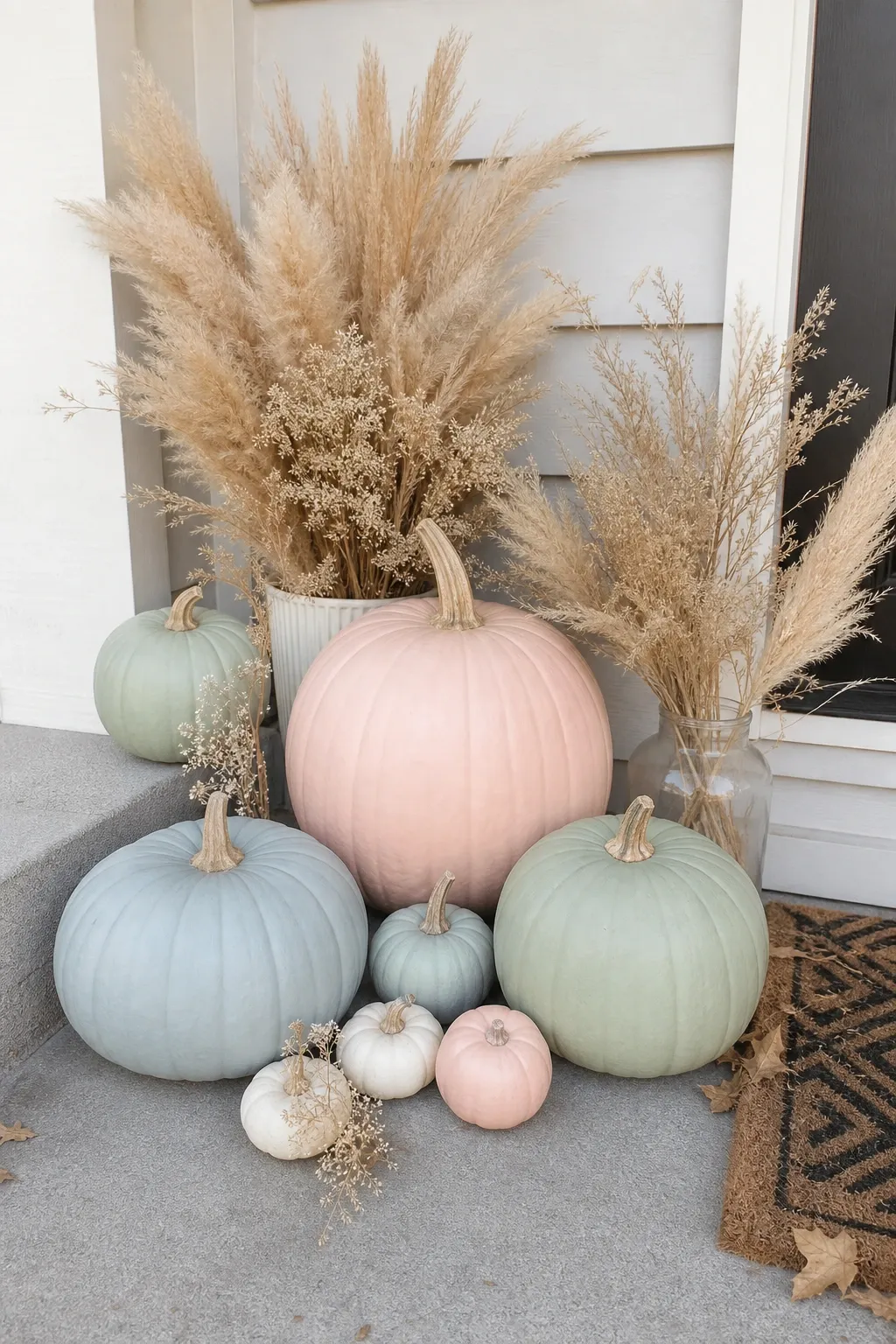 greenery with fall accents in a porch