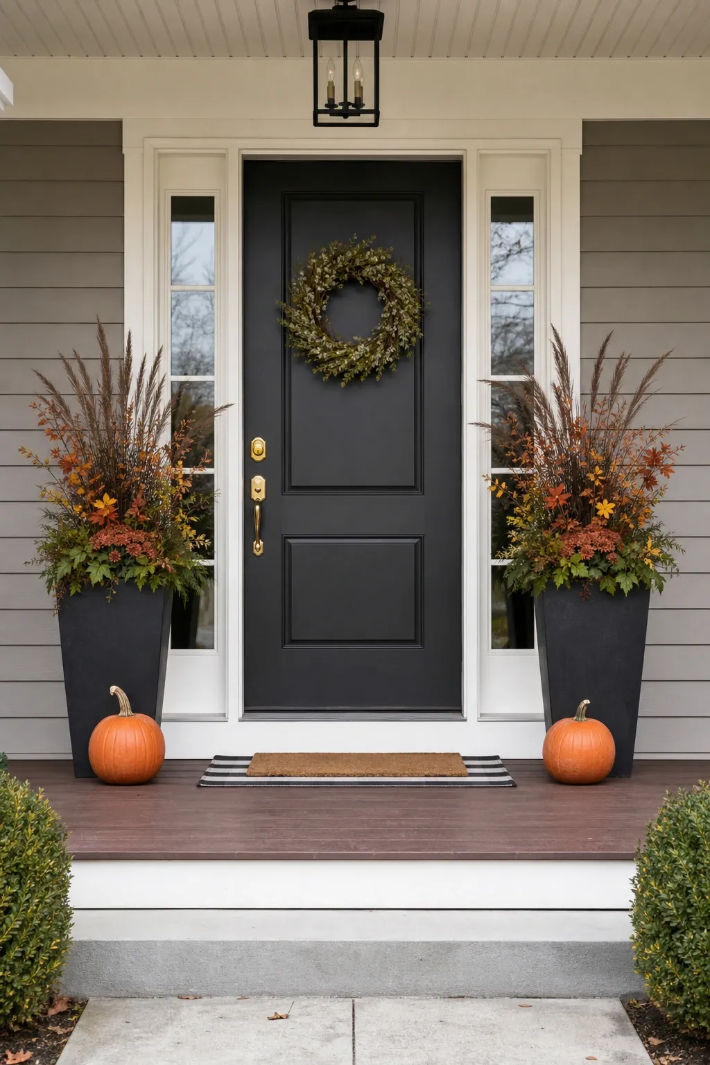 halloween accents mixed in in a porch