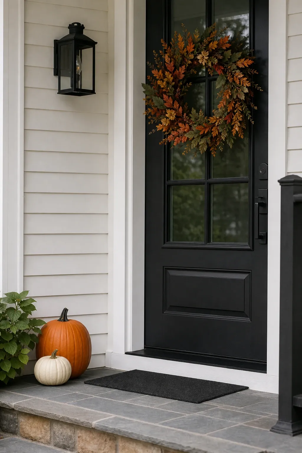 symmetrical front door setup in a porch