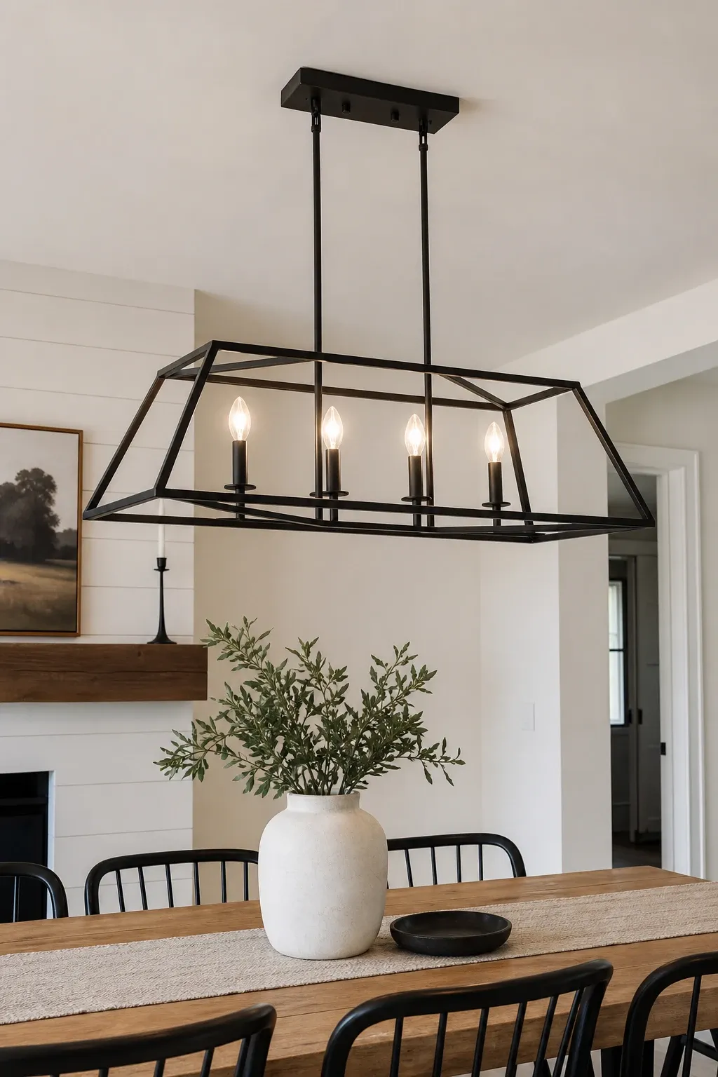 candle chandelier with real or electric tapers in a dining room