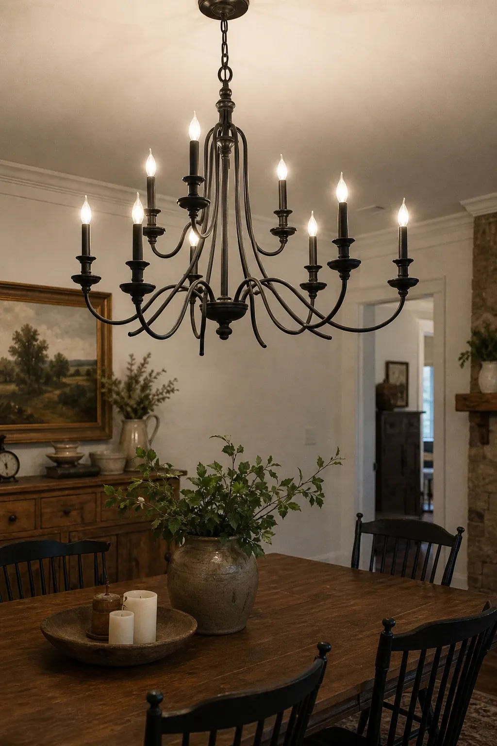 mason jar light fixture in a dining room