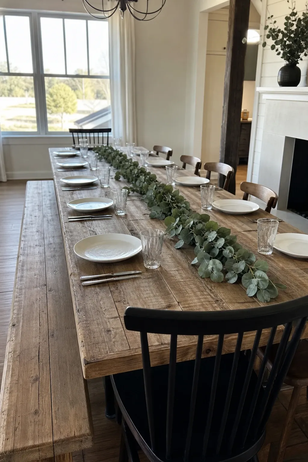 refectory style table in a dining room