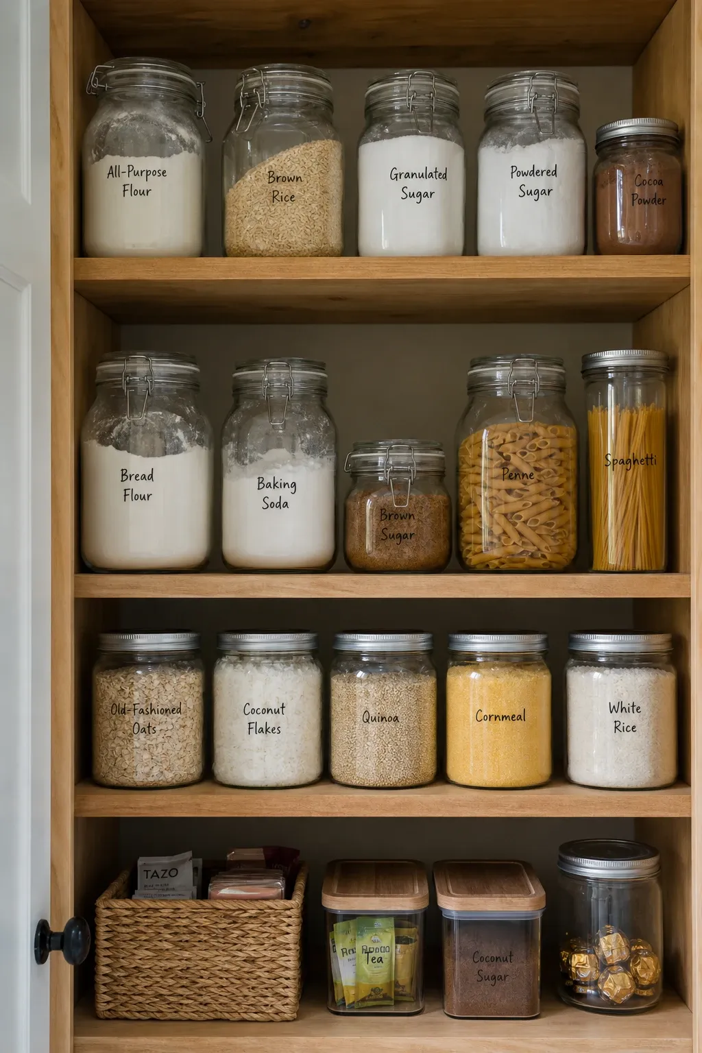 vintage pantry organization in a kitchen