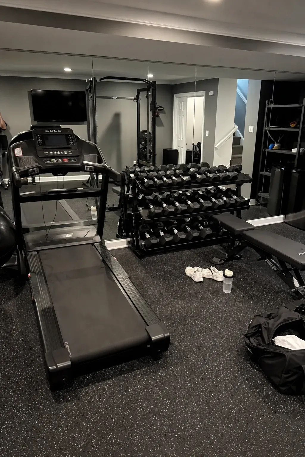 home gym in a basement