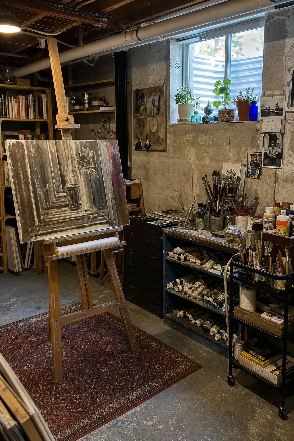 music or recording studio in a basement
