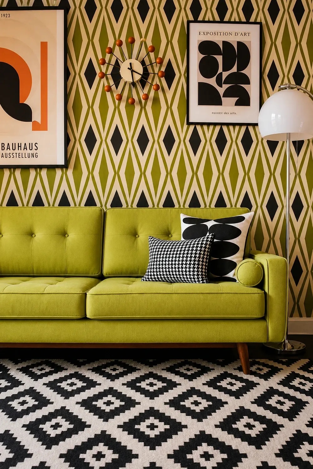 retro mid-century in a living room