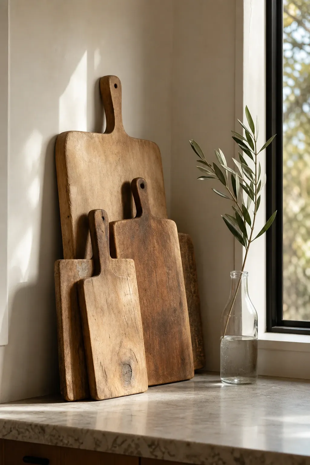corner open shelving in a kitchen
