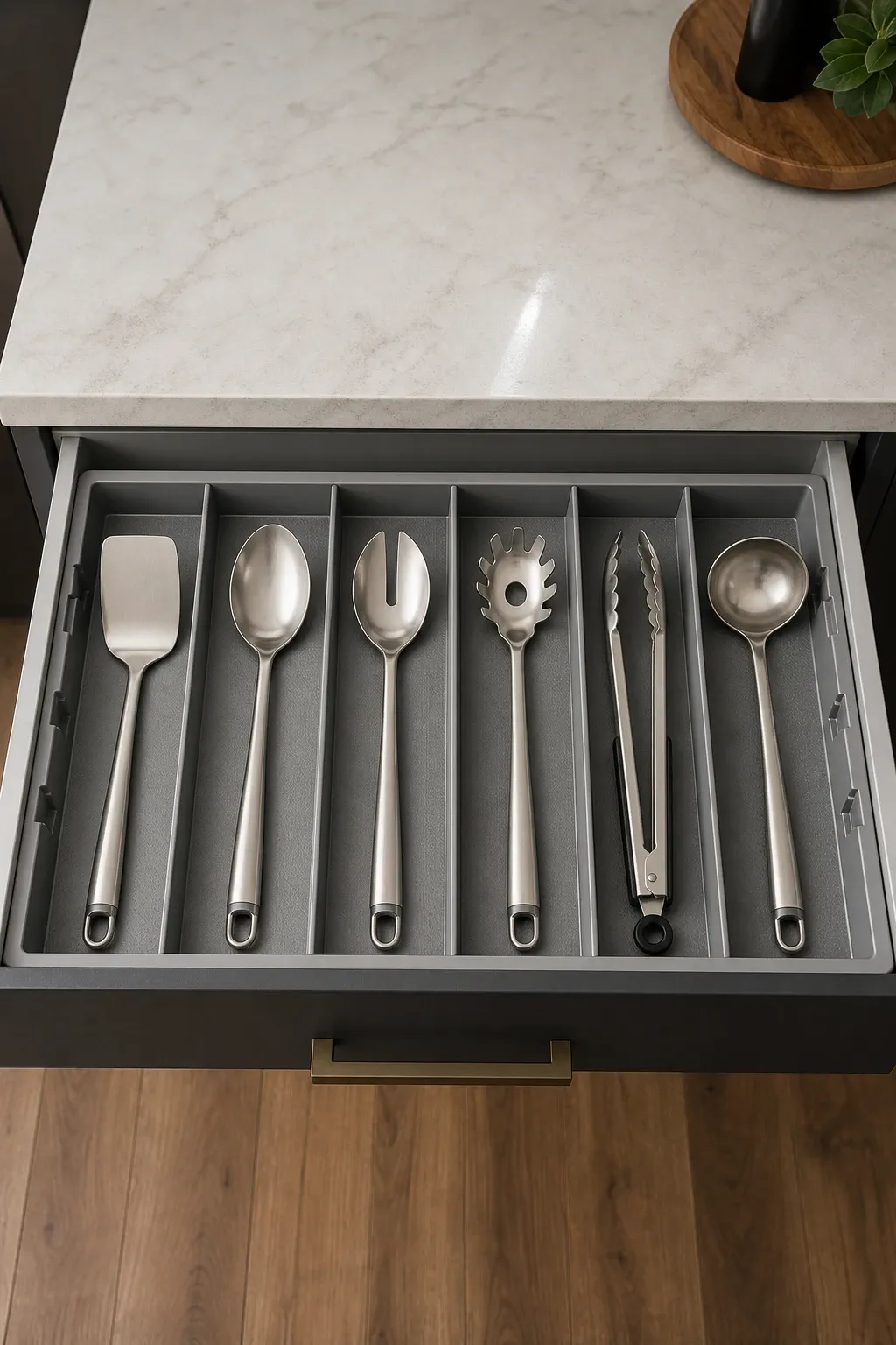 baking tool drawer in a kitchen