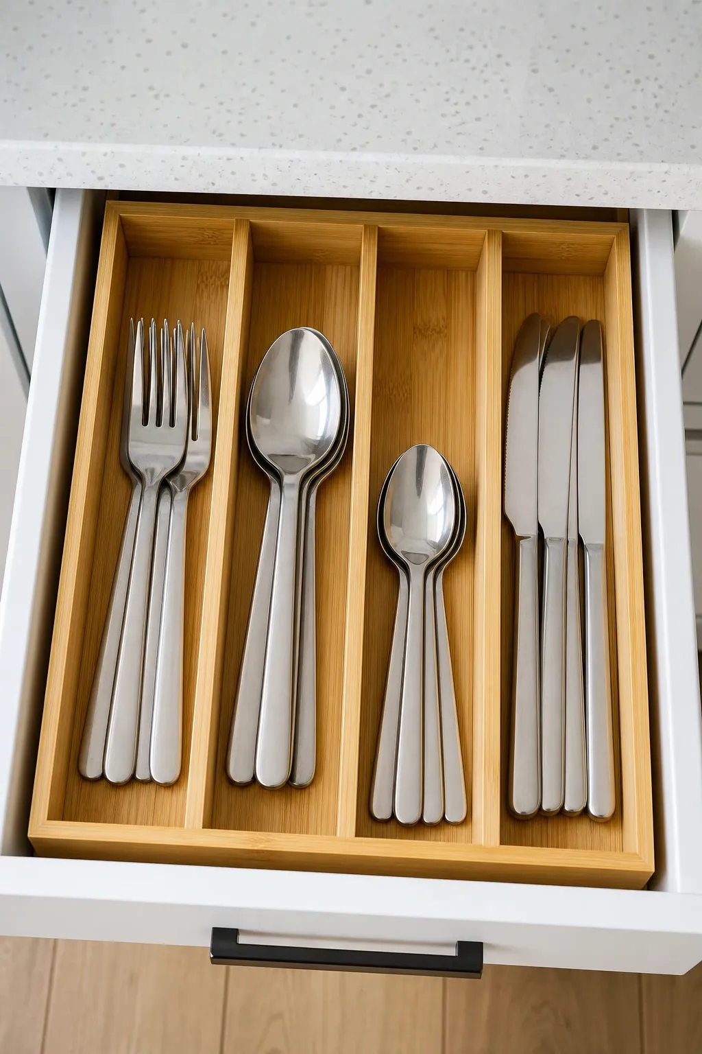 custom bamboo dividers in a kitchen