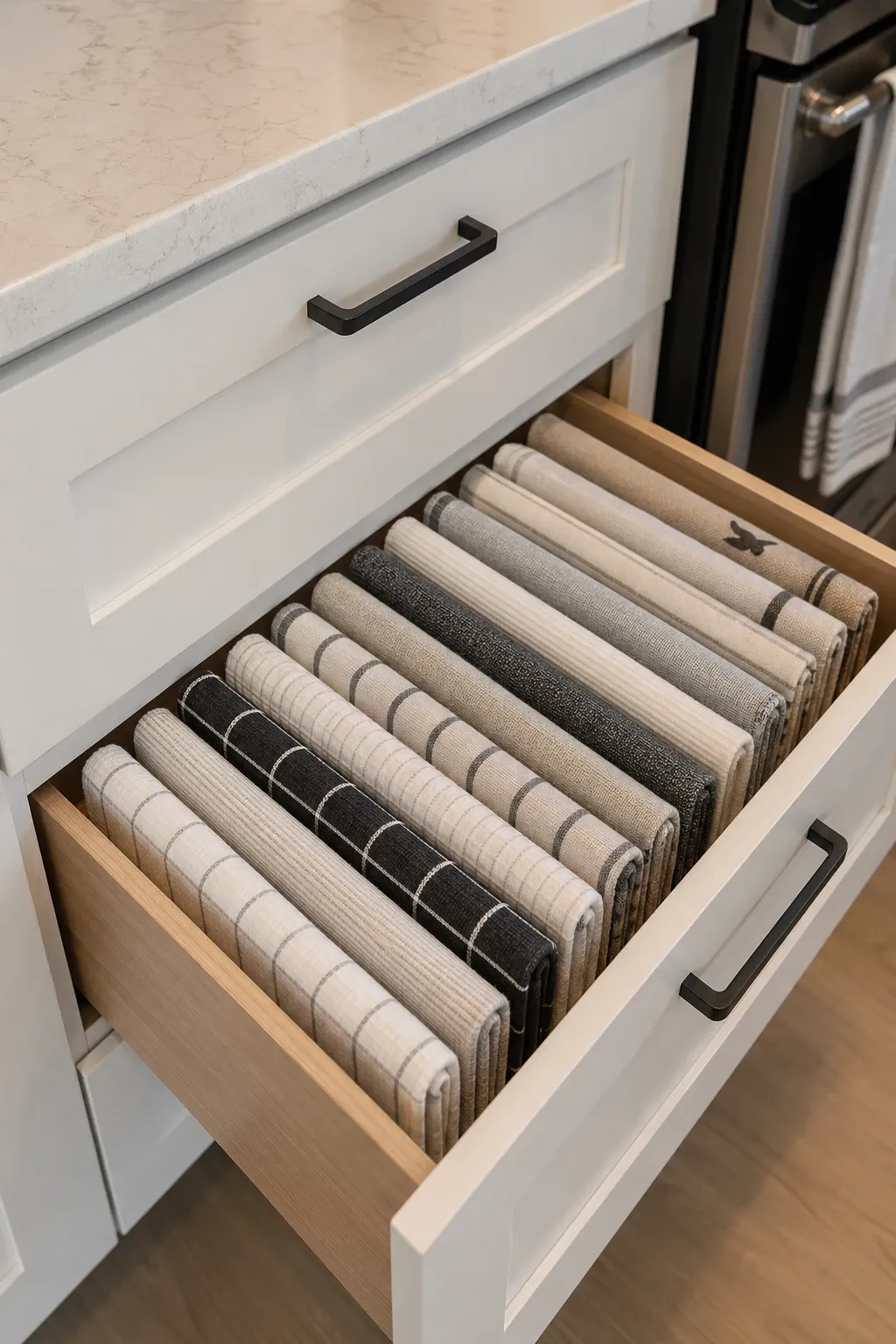 drawer labels in a kitchen