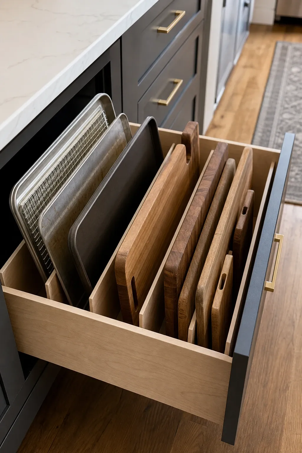 tea and coffee drawer in a kitchen