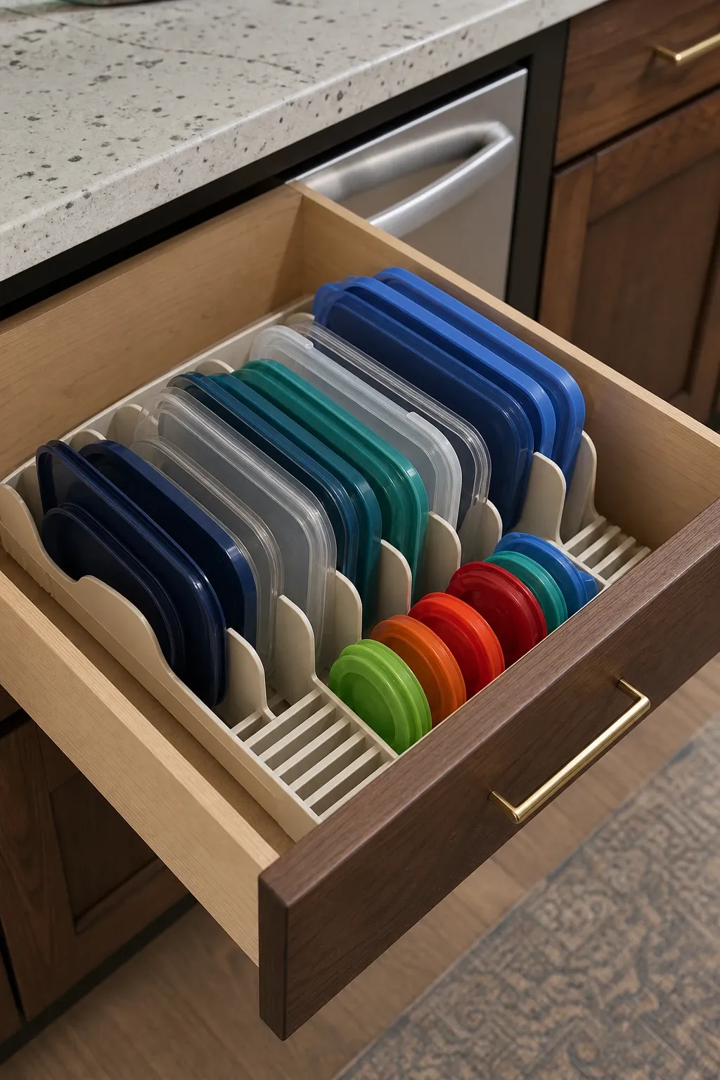 two-tier drawer organizer in a kitchen