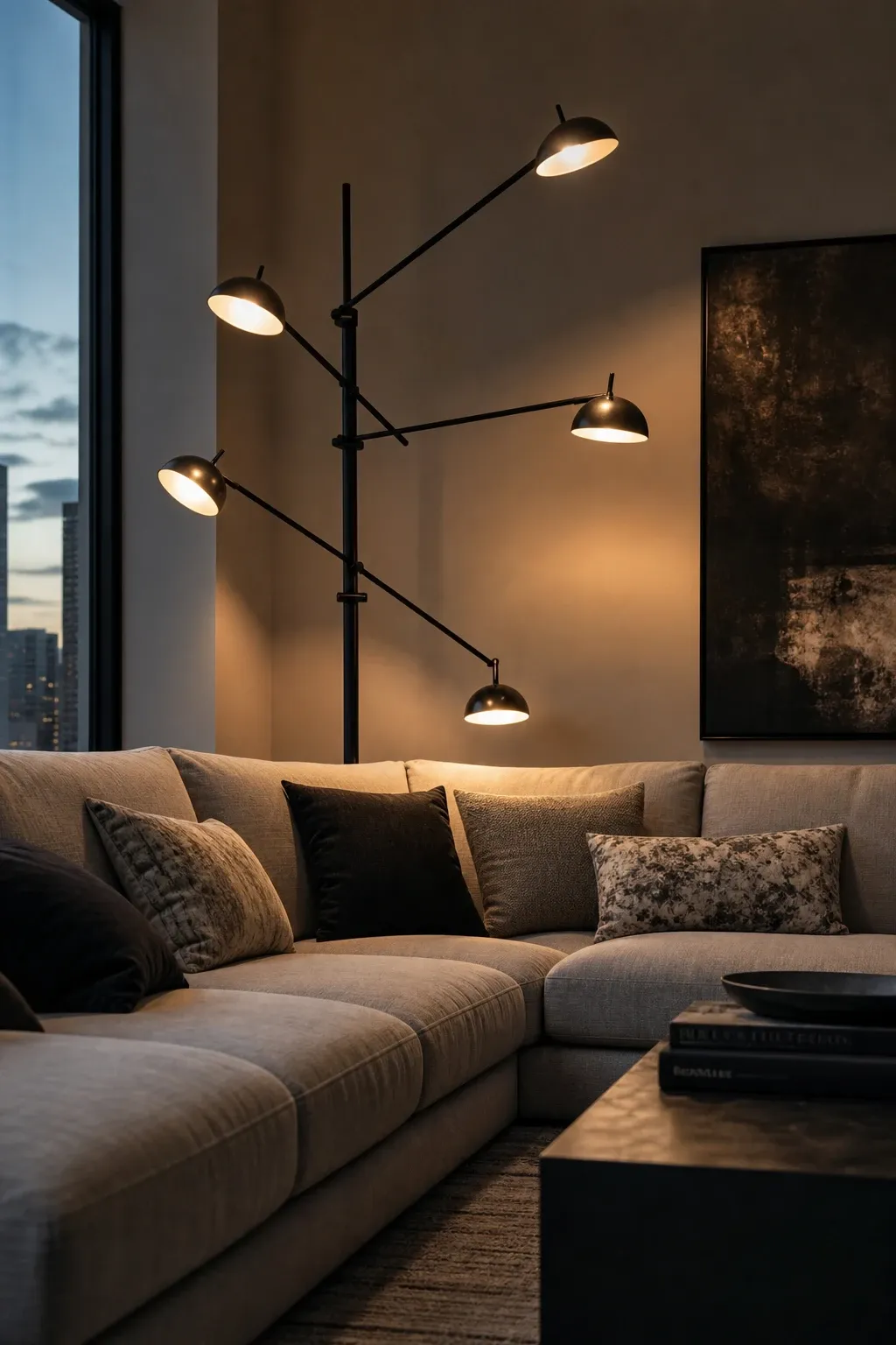 arc floor lamp in a living room