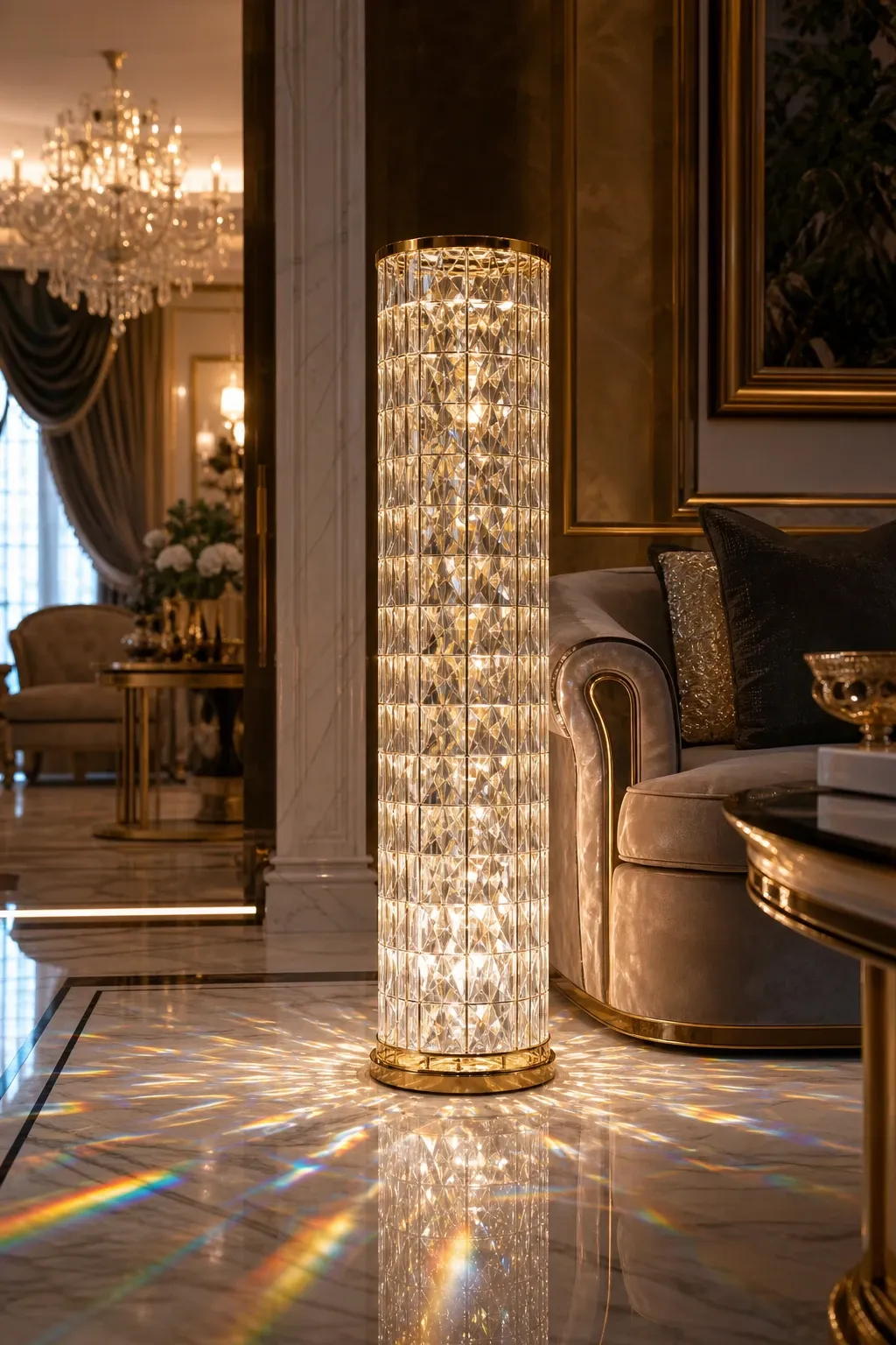 smart floor lamp in a living room