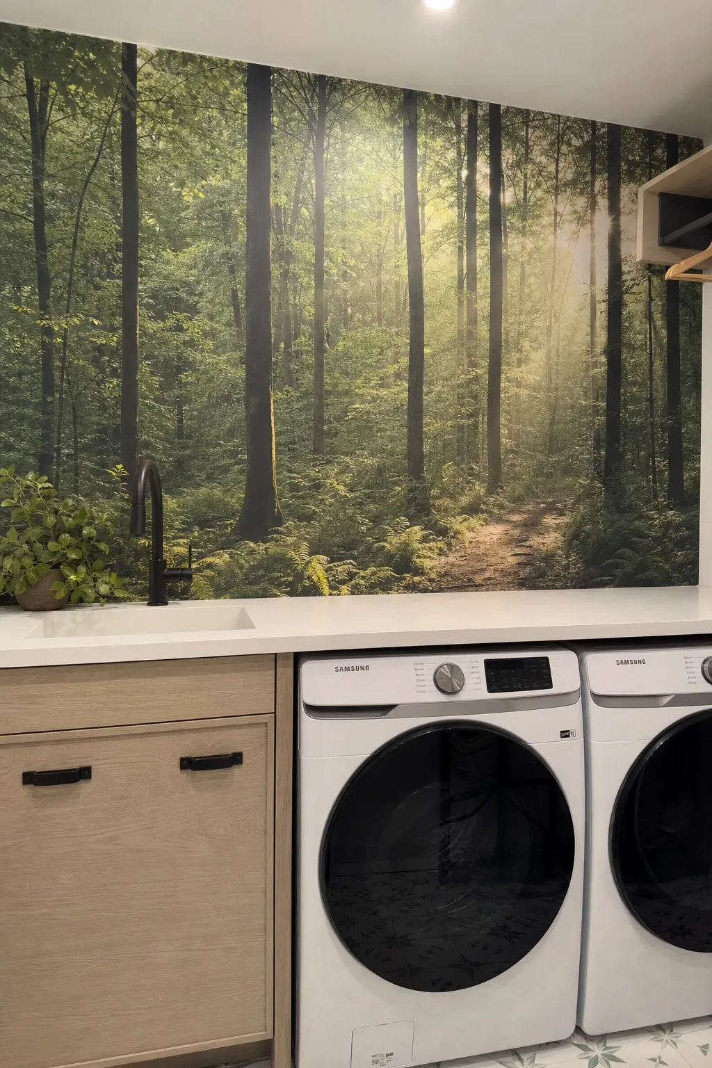 chalkboard wall in a laundry