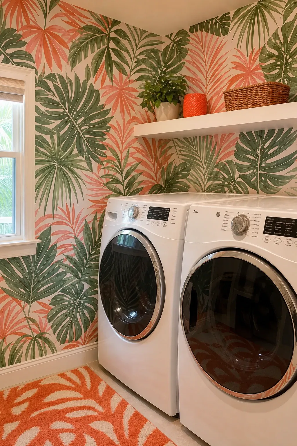 clothesline photo display in a laundry
