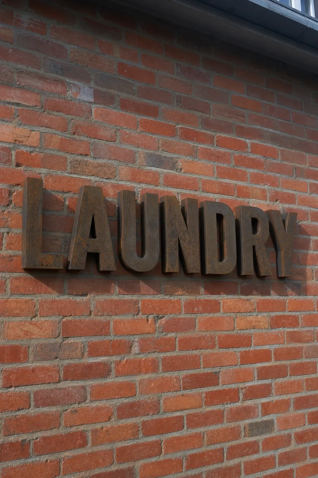 oversized letters in a laundry