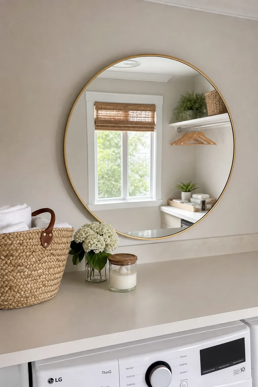tile accent wall in a laundry