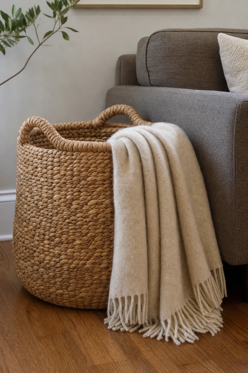 blanket ladder in a living room