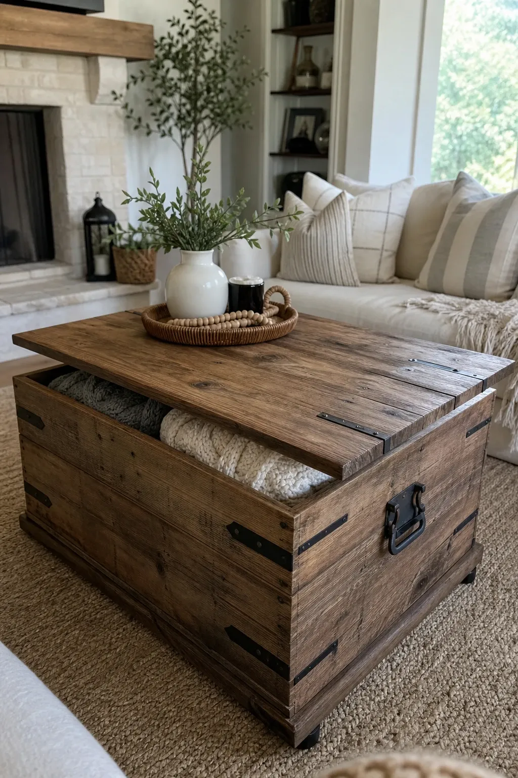 storage ottoman in a living room