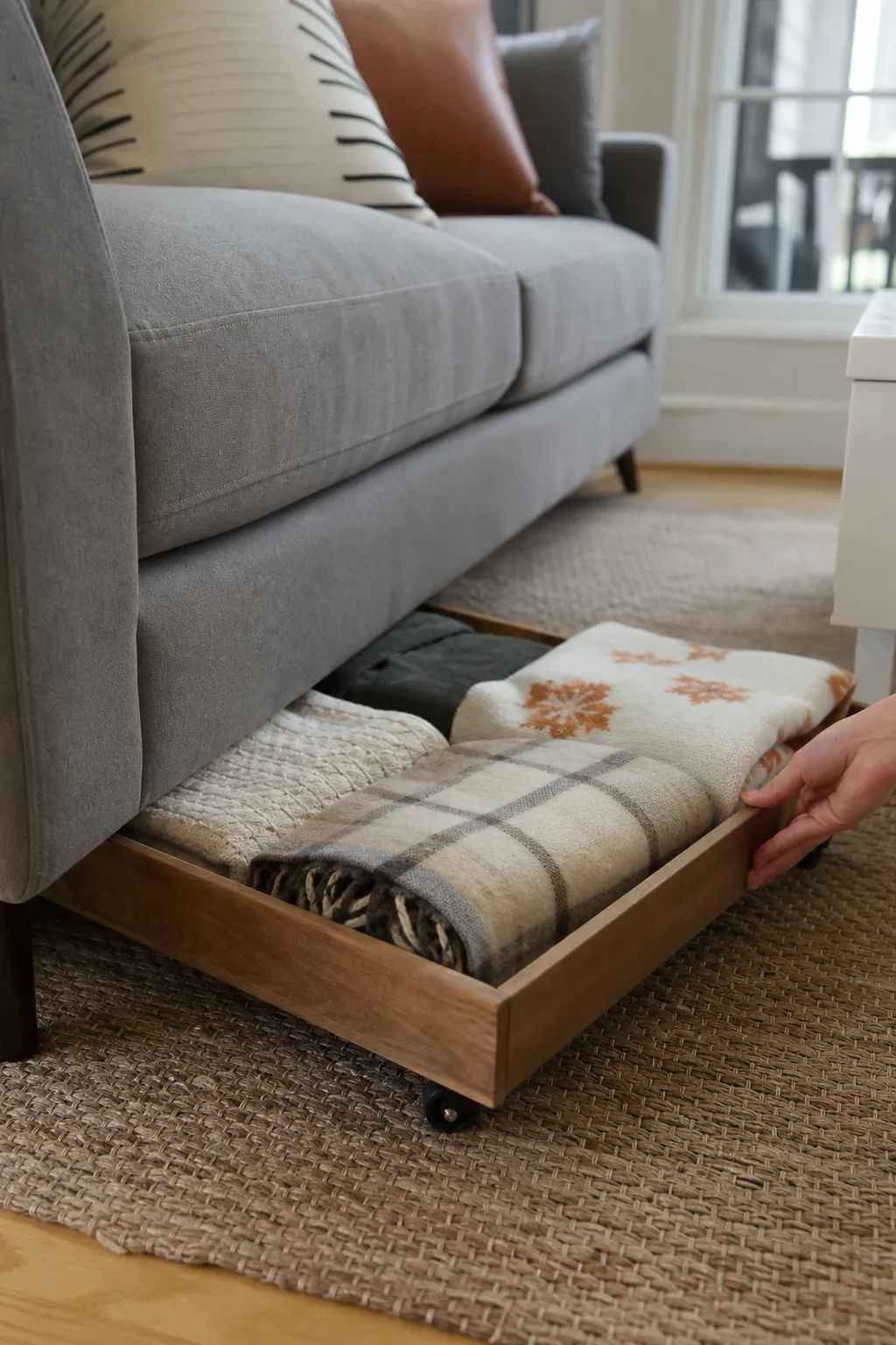 wire or metal basket in a living room