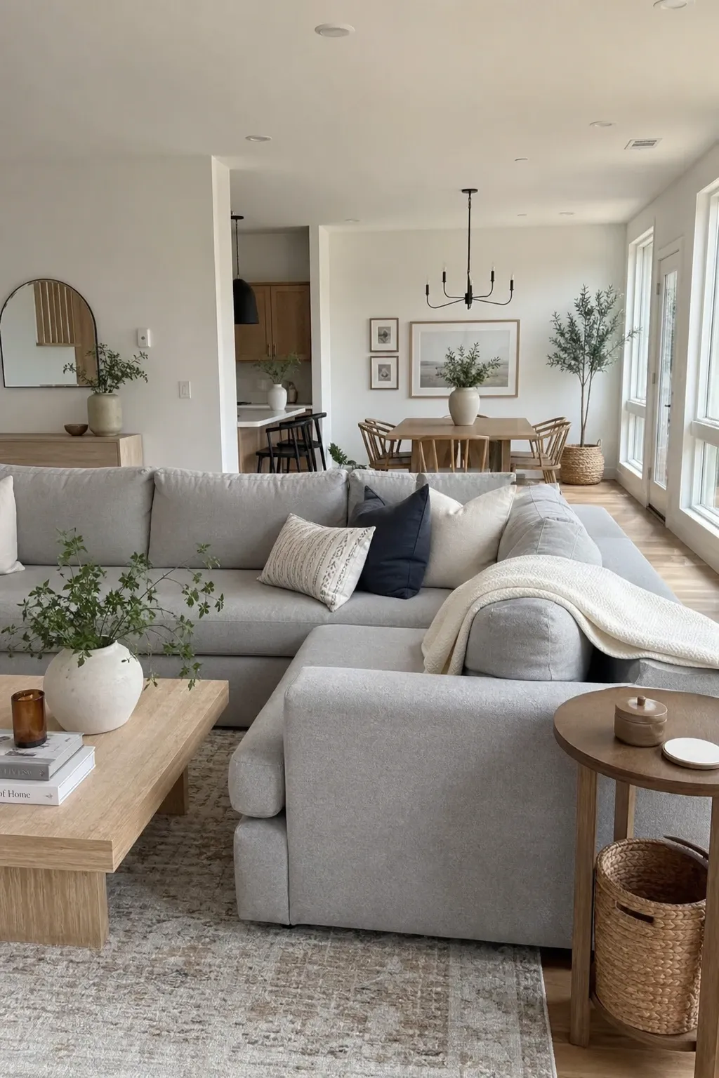 bench seating along the wall in a living room
