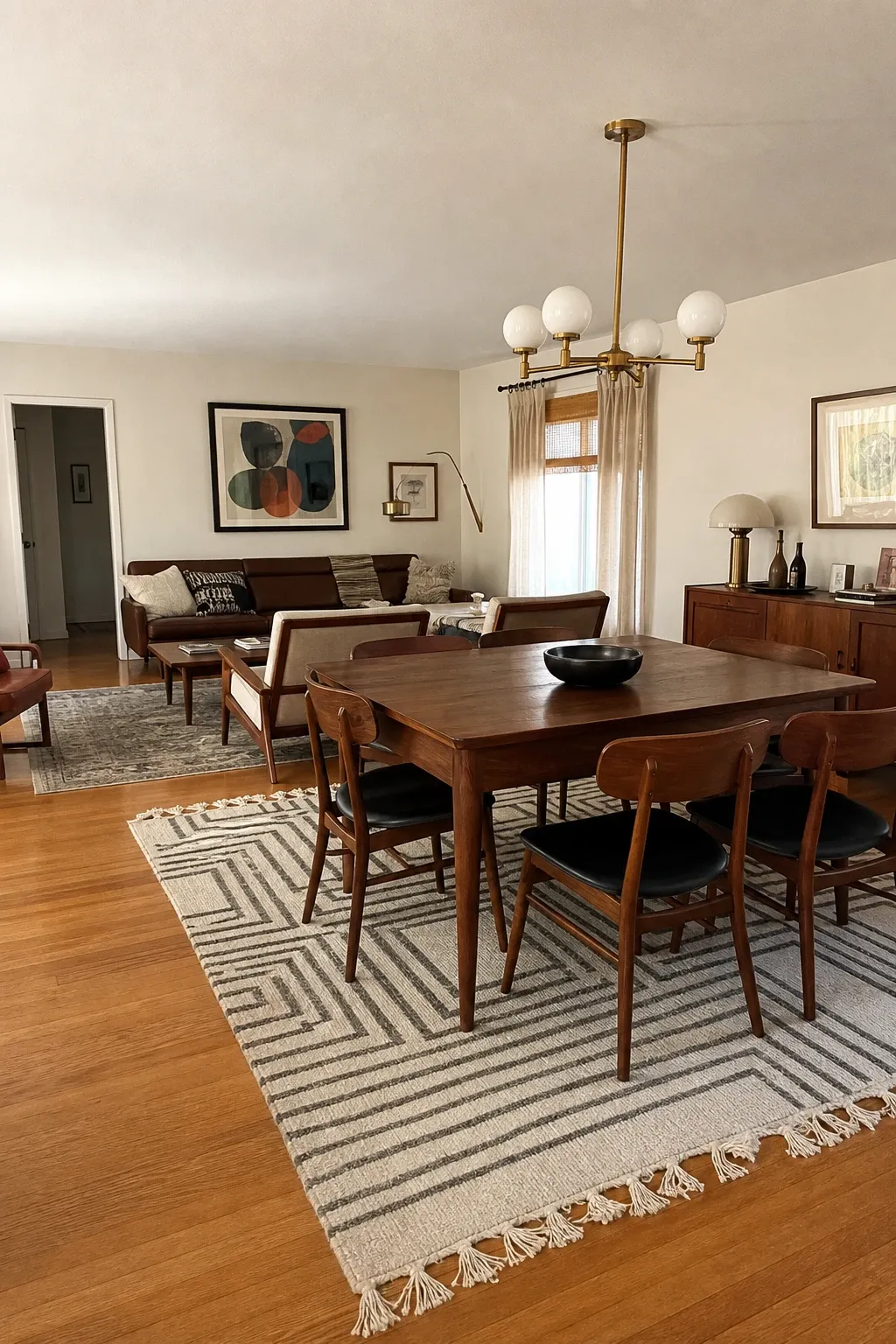 different flooring treatments in a living room