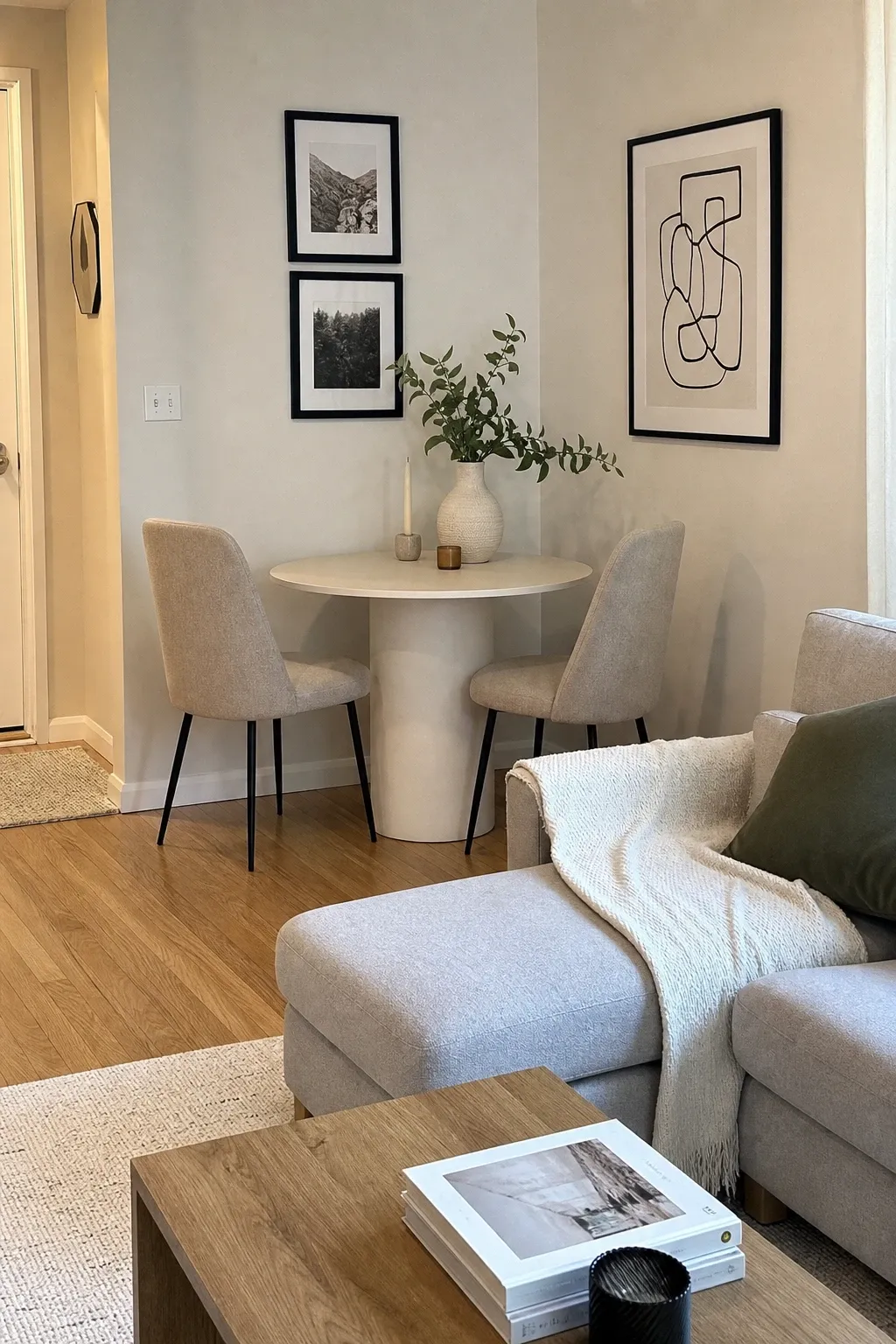 round dining table for flow in a living room