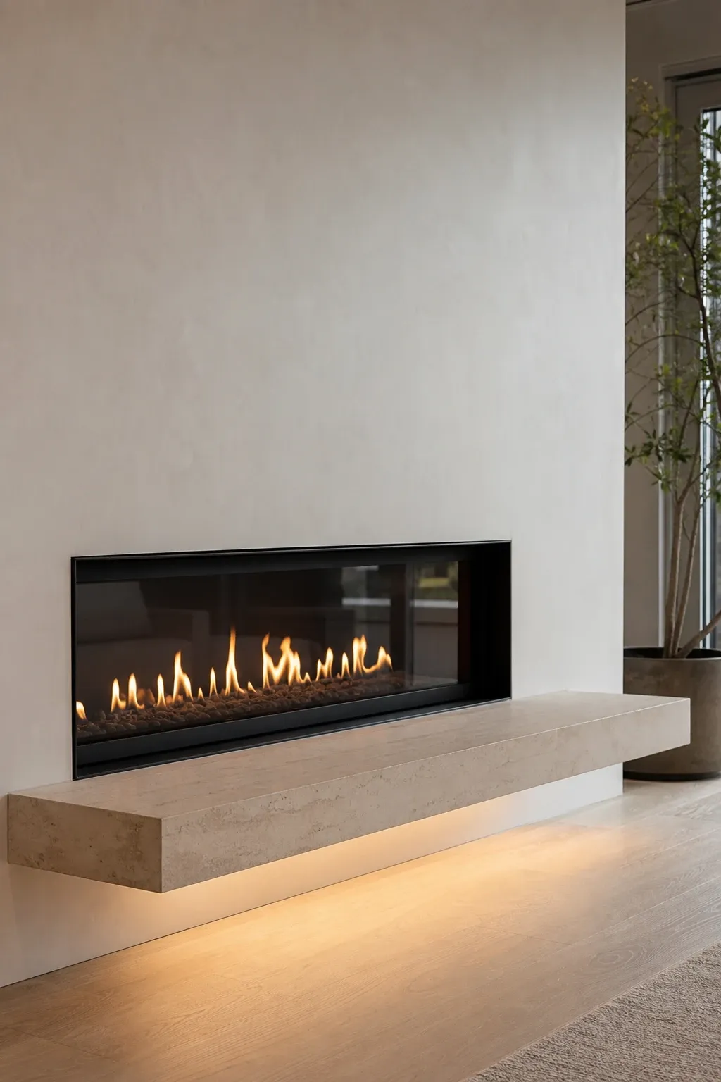 arched fireplace opening in a living room