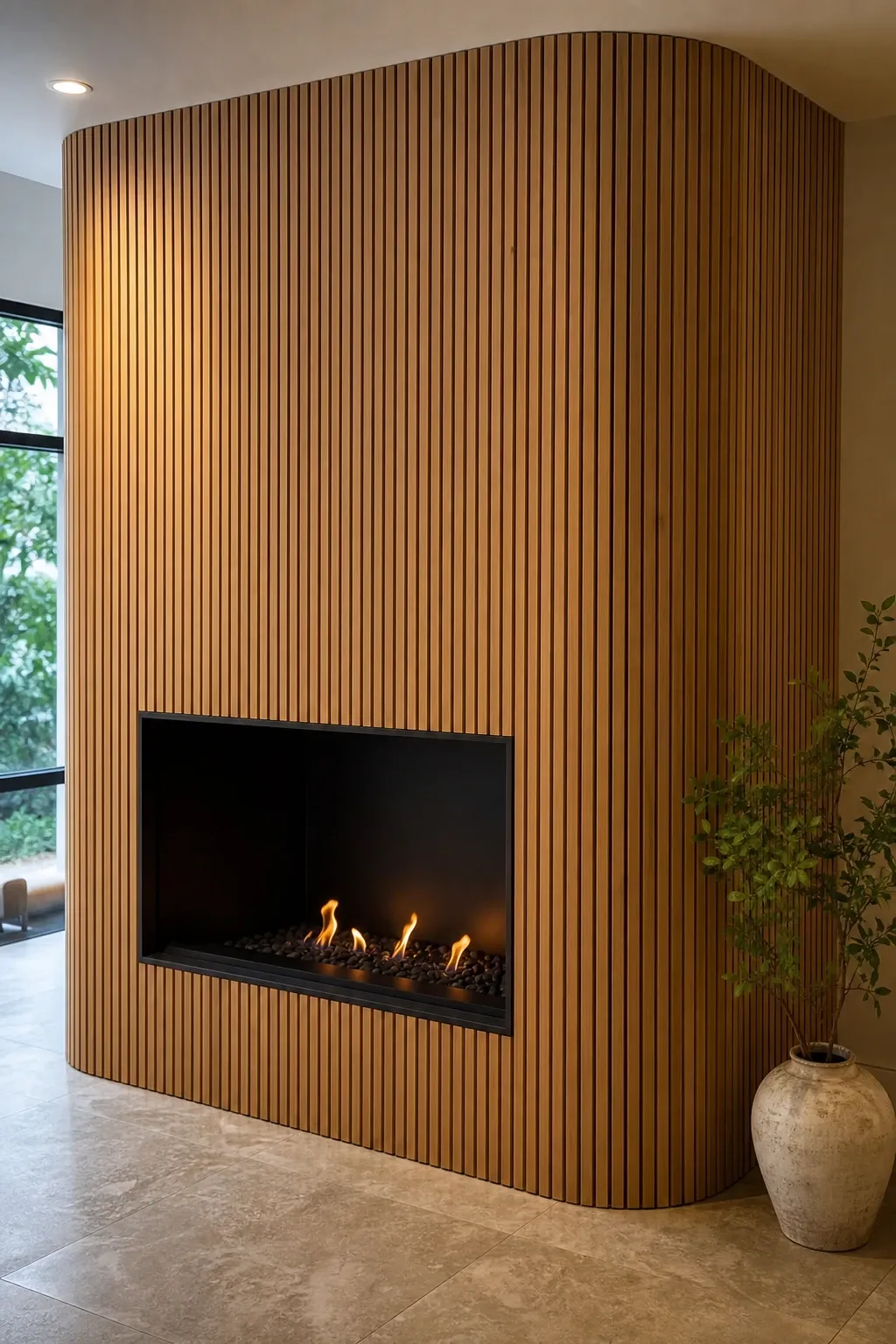 concrete or plaster surround in a living room