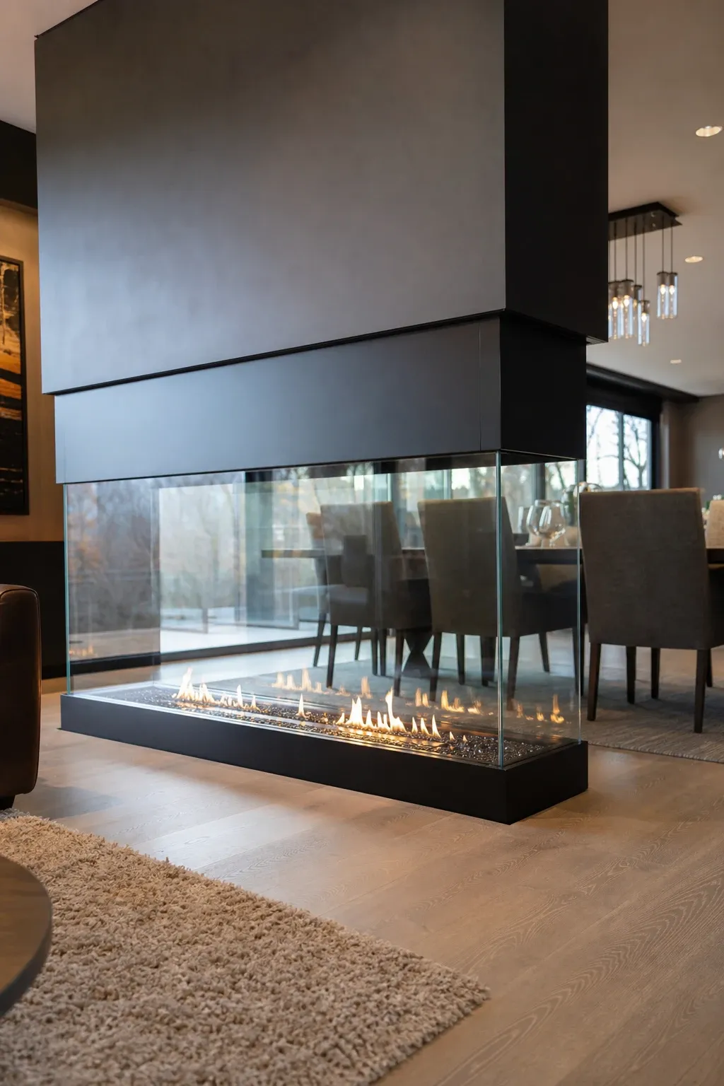 electric fireplace insert in a living room