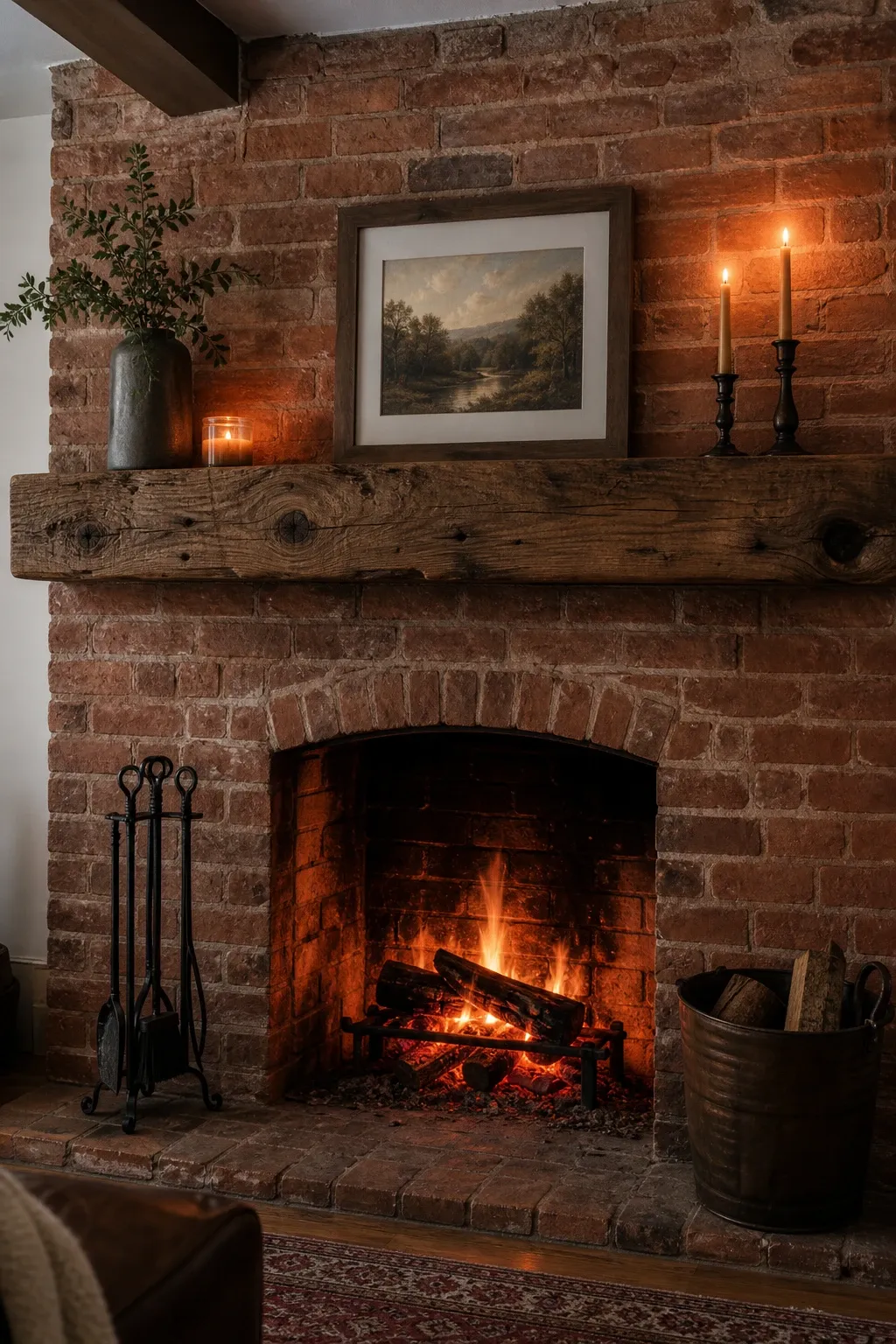 floor-to-ceiling stone surround in a living room
