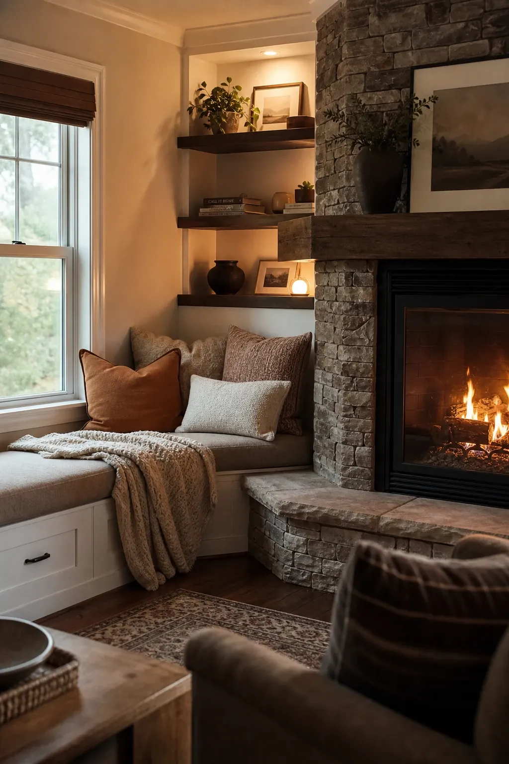 freestanding wood stove in a living room
