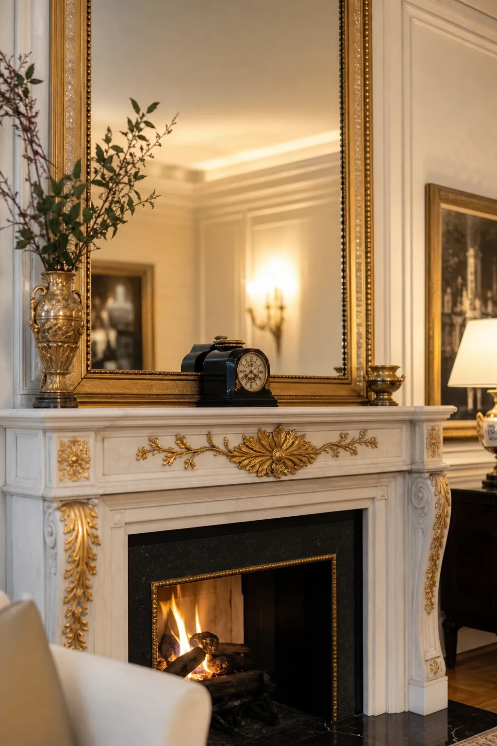 linear gas fireplace in a living room