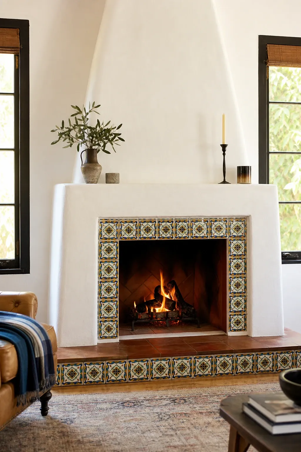 tile surround with pattern in a living room