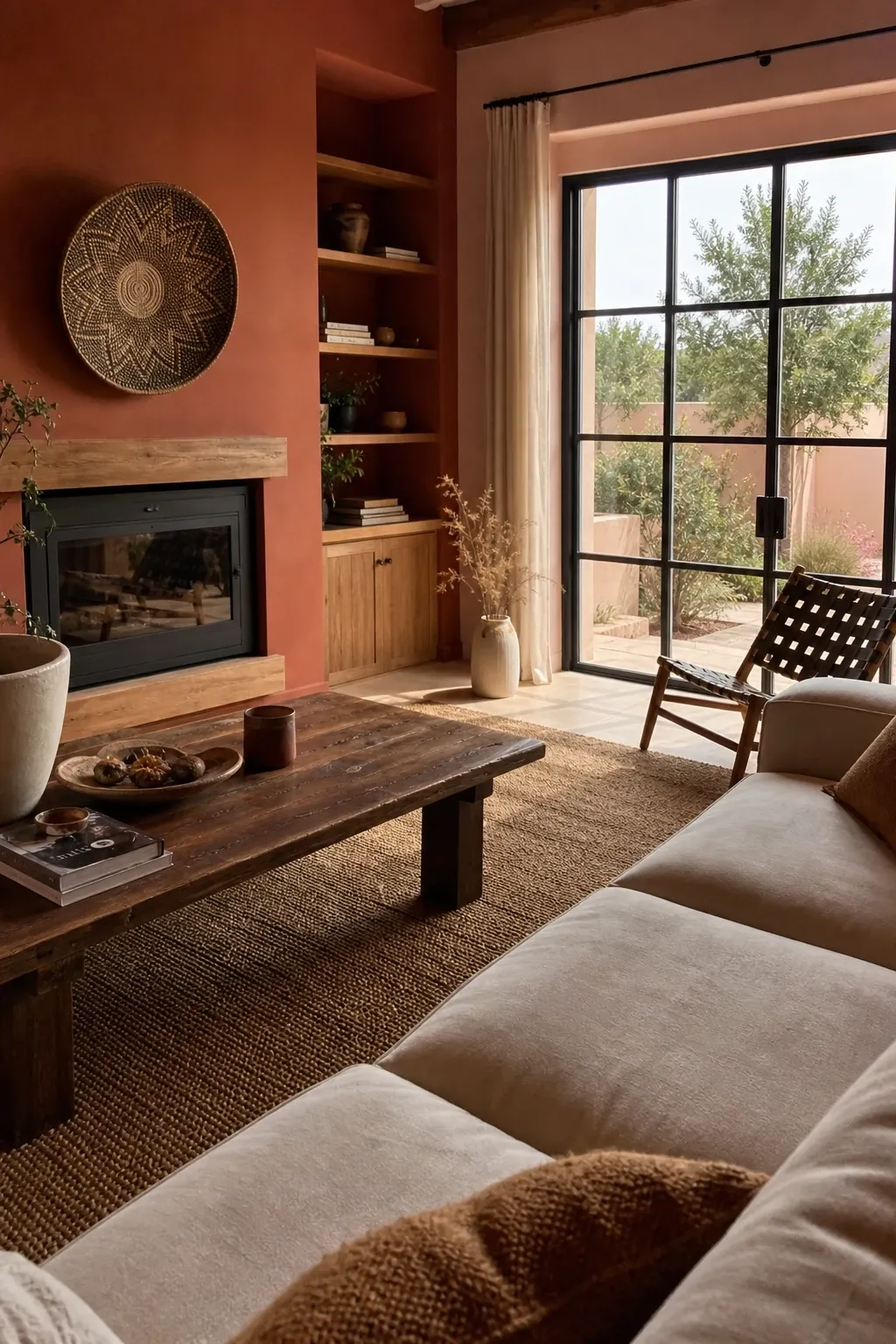 olive green in a living room
