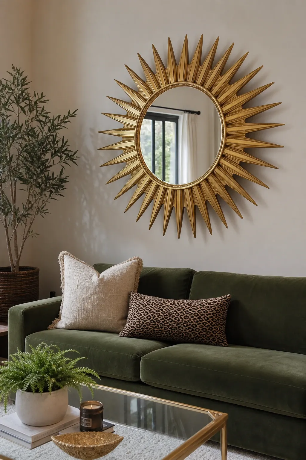 gallery wall with personal photos in a living room