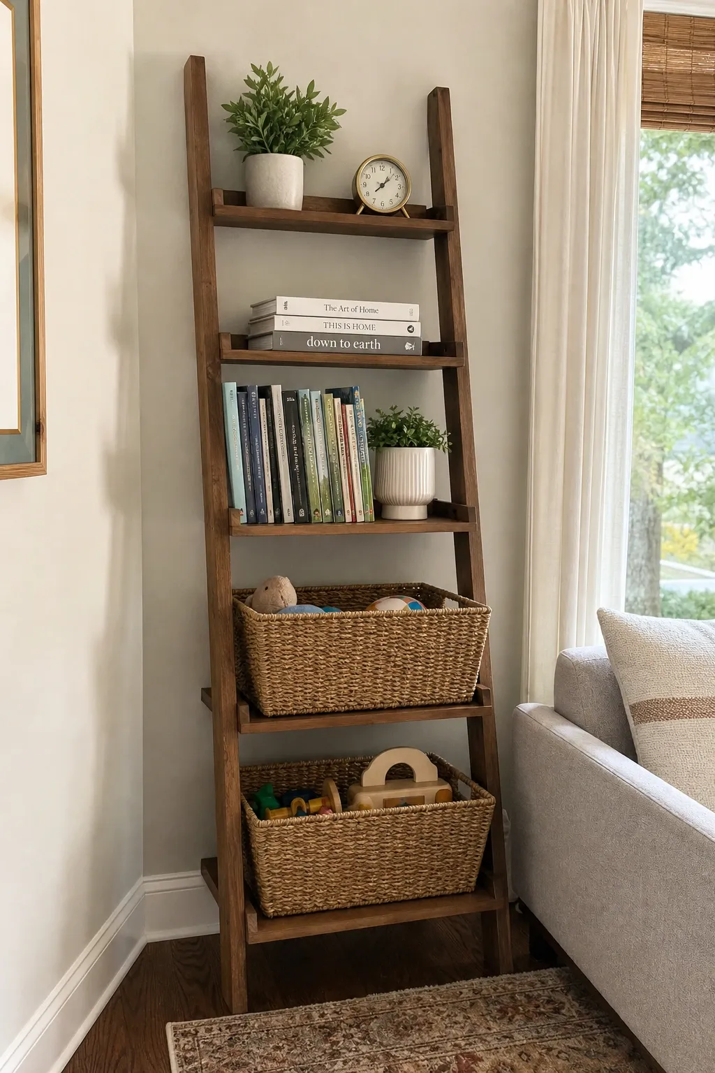 wall-mounted organizer in a living room
