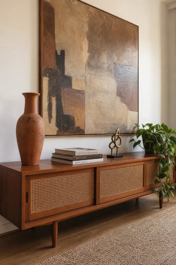 the credenza as a hero piece in a living room