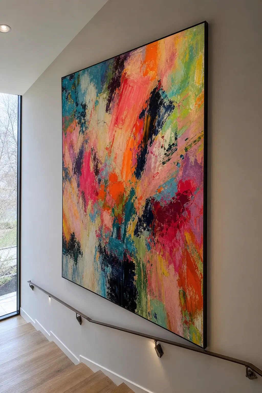 large statement art piece in a stairs