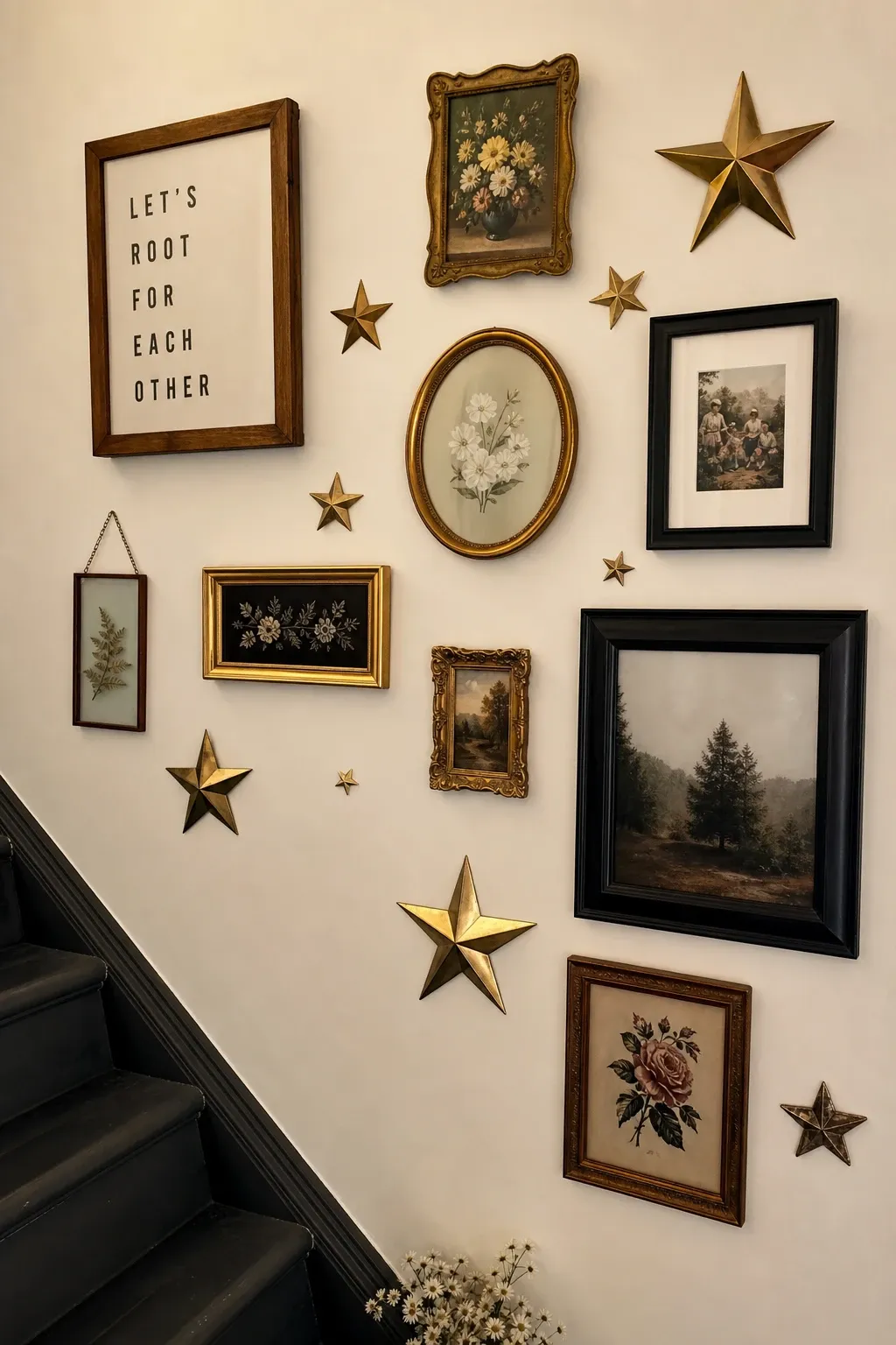 staircase wall clock display in a stairs