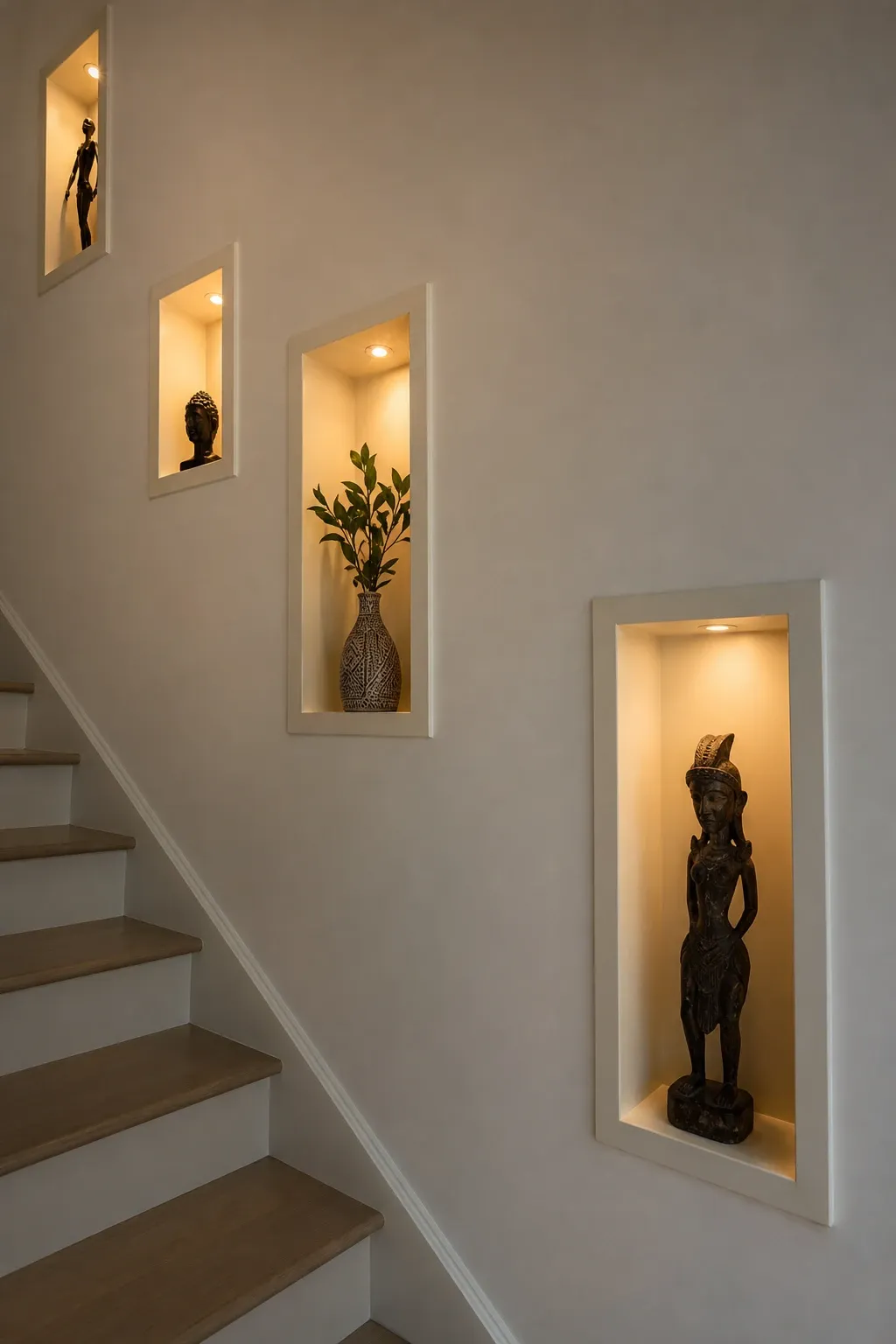 vertical garden or plant wall in a stairs