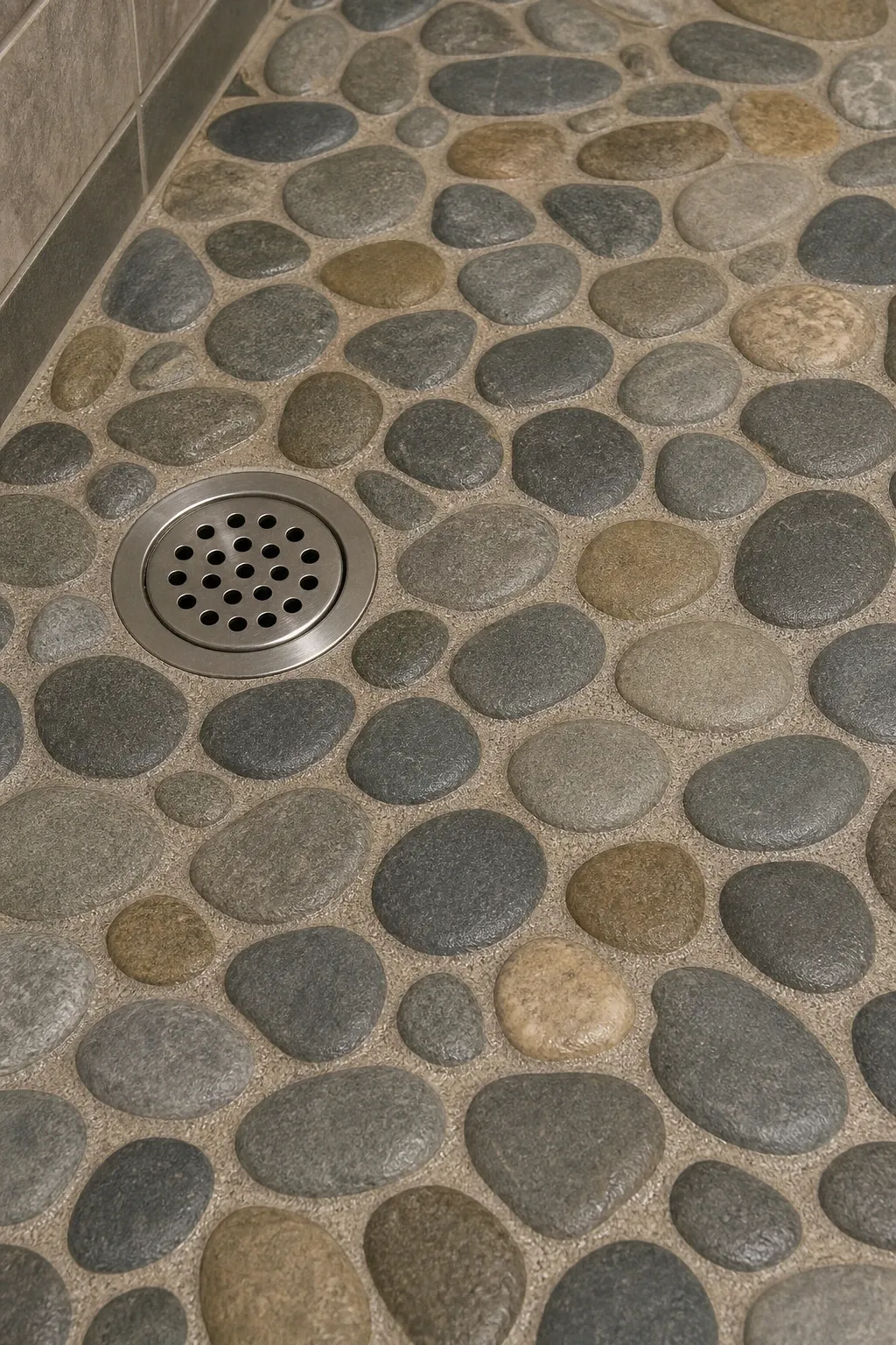 river stone flooring