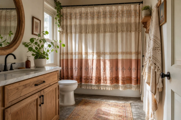 The Art of Bohemian Bathrooms: 16 Inspiring Boho Shower Curtain Ideas