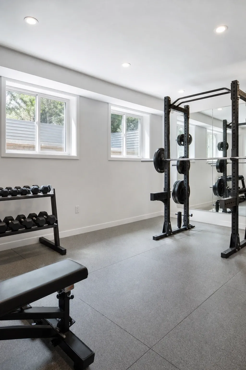 natural light optimization with egress windows in a basement