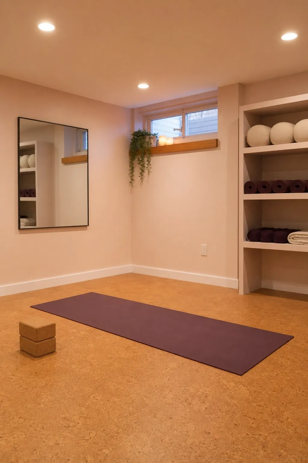 yoga and pilates retreat in a basement