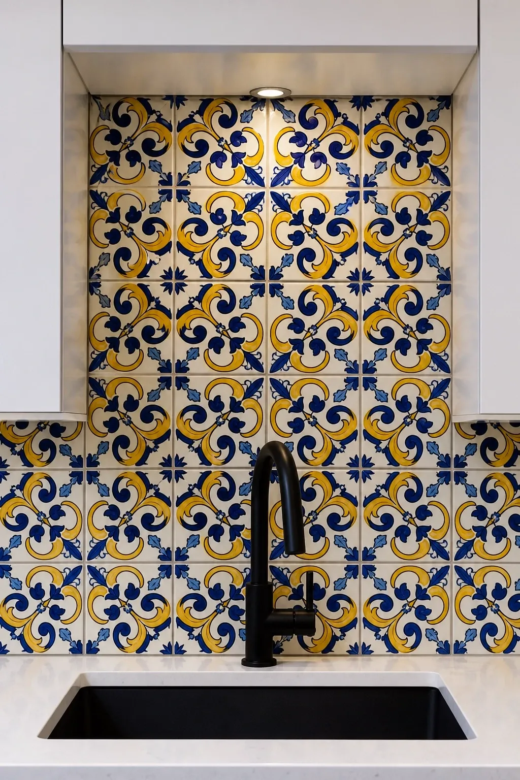 a statement backsplash as the starting point in a kitchen