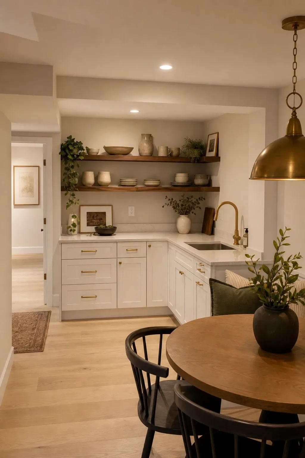 white and warm wood: the classic light combo in a kitchen