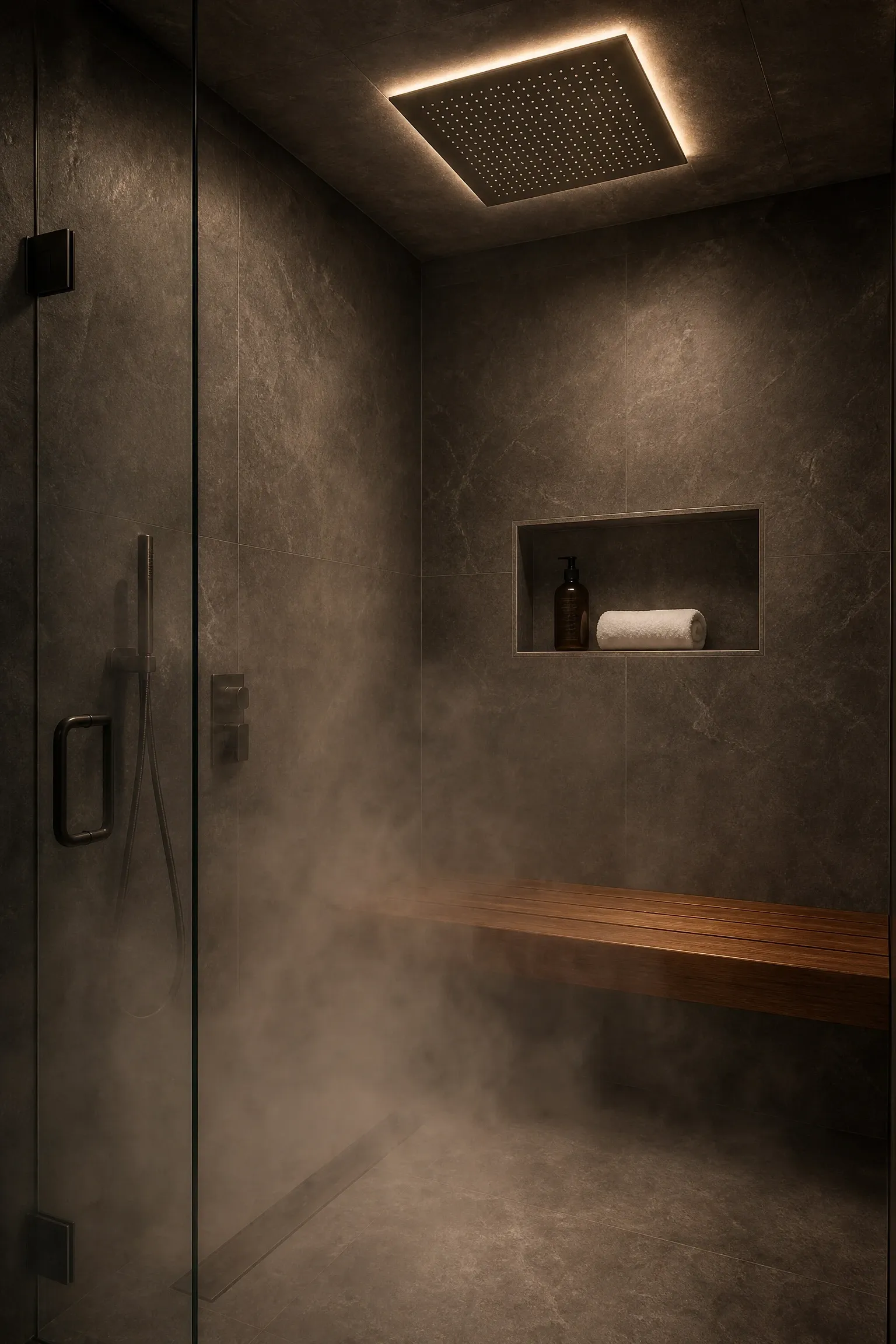 add a steam shower feature in a bathroom